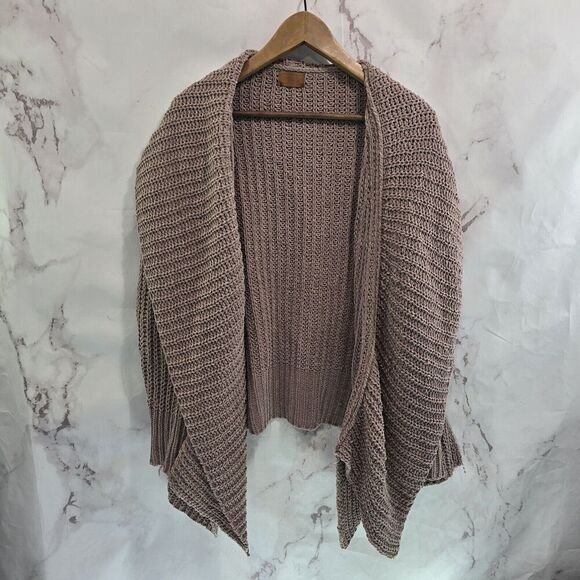 POL Sweater Womens Large Cardigan Pink Chenille Oversized Slouchy Pockets - Picture 1 of 12